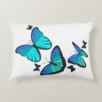 Bright Blue Butterflies in Flight Illustration Accent Pillow