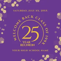 Purple & Gold School College Class Reunion Glass Coaster