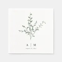 Modern Simple Branch Botanical Wedding Napkins