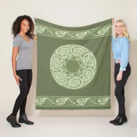 Celtic Knotwork Fish in Green  Fleece Blanket