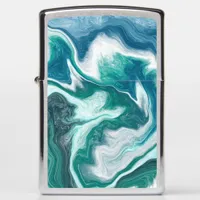 Teal and Blue Turquoise Water Ocean Marble   Zippo Lighter