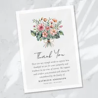 Boho Floral Sympathy Funeral Thank You Card