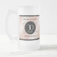 Elegant 30th Pearl Wedding Anniversary Celebration Frosted Glass Beer Mug