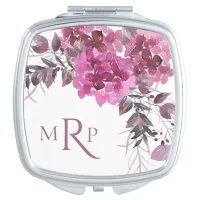 *~* Floral Heart Magenta Hydrangea Chic Popular Compact Mirror