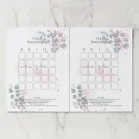 Pretty Pink and Green Foliage Bridal Bingo Paper Pad