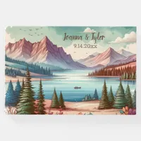 Watercolor Mountain Views Wedding Date Guest Book