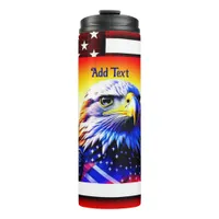 Patriotic Eagle and American Flag Personalized   Thermal Tumbler