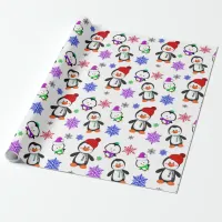 Penguins and Snowflakes Cute Christmas Wrapping Paper