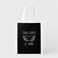 Crime And Wine Skeleton Hands  Grocery Bag