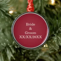 Personalized Bride and Groom with Date Metal Ornament