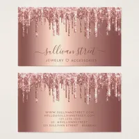 Rose Gold Glitter Jewelry Boutique Business Card