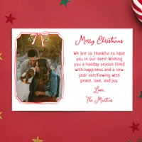 Chic Mistletoe & Bow Custom Family Photo Christmas Holiday Card