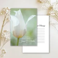 White Spring Tulip Flower Share a Memory Funeral  Note Card