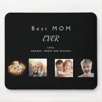 Mother photo collage black mouse pad