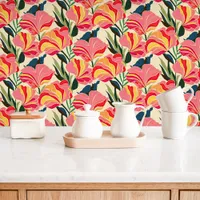 Bright Modern Chintz Floral  Wallpaper