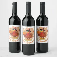 Happy Thanksgiving Typography Wine Label