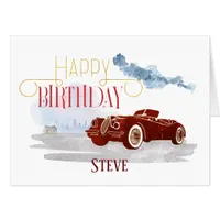 Classic Car Masculine Typography Happy Birthday Card