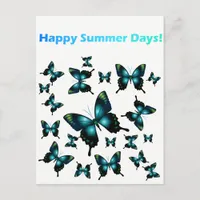 Happy Summer Days - Aqua Butterflies Postcard