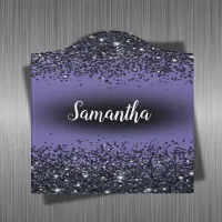 Monogrammed Name Black Glitter on Purple | Door Sign