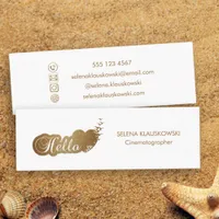 Elegant Hello | Modern Heart Gold Glitter  Mini Business Card