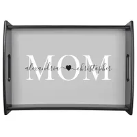 Custom Mom Names Typography Heart Serving Tray
