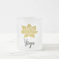 *~*  Gold Lotus Yogi Yoga Golden Lotus Frosted Glass Coffee Mug