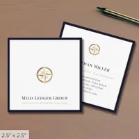 Stylish Luxury Compass Logo Square Business Card