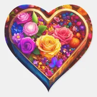 Floral Heart Valentine's Day Photo Heart Sticker