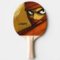 Customizable Comic Ninja Ping Pong Paddle