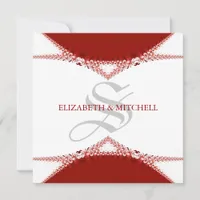 Simply Red Lace Monogram Wedding Invitation