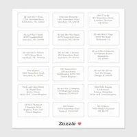 18 Individual Wedding Guest Name Addresses Sticker