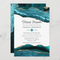 Turquoise and Gold Agate Virtual Bridal Shower Invitation