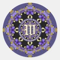 Vintage Bohemian Purple Gold Lace Mandala Classic Round Sticker