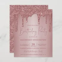 BUDGET Rose Gold Sparkle Glitter Drips Birthday