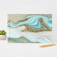 Abstract Glitter Strata Wedding ID903 Guest Book