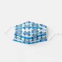 Cute Blue Crab Beachy Striped Adult Cloth Face Mask