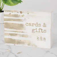 Golden Brush Stroke Stripes Cards & Gifts ID655 Wooden Box Sign