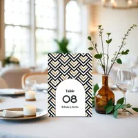 Modern Geometric Black and Gold Table Number