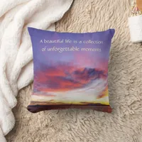 Breathtaking sunset over the sea  throw pillow
