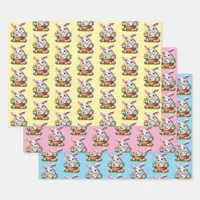 Cute Cartoon Easter Bunny in a Basket  Wrapping Paper Sheets