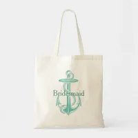 Light Teal Vintage Anchor Personalized Bridesmaid Tote Bag