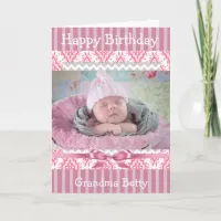 Pink Baby Photo Happy Birthday Grandma Card