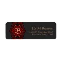 Monogram Gothic Satin Red + Black Address Label