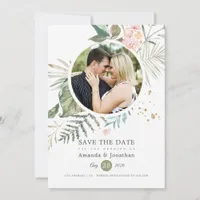 Serenity Watercolor Greenery Geometric Wedding Save The Date