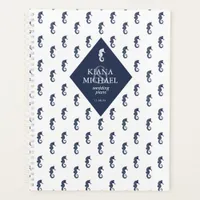 Blue Wave Seahorse Pattern Wedding ID836 Planner