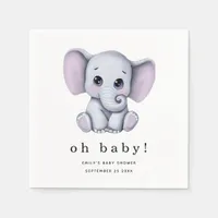 Cute Elephant Gender Neutral Baby Shower Napkins