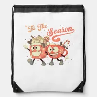 Tis The Season Art Treats With Retro Charm Drawstring Bag