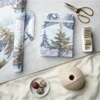 Blue Gold Christmas Pattern#4 ID1009 Wrapping Paper