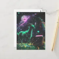 Scifi Goat in Space With Music Fantasy Postcard