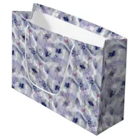 Abstract Floral Watercolor Pattern Lavender Blue Large Gift Bag